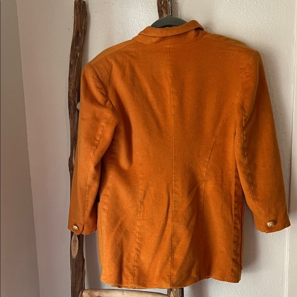 Louis Feraud Saffron Wool Blend Double Breasted Blazer with Gold Crest & Buttons - Picture 5 of 5